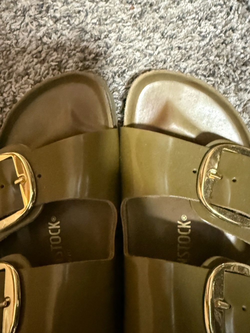 Birkenstock Arizona Big Buckle Sandals in Olive Green with Gold Buckles - Picture 4 of 4